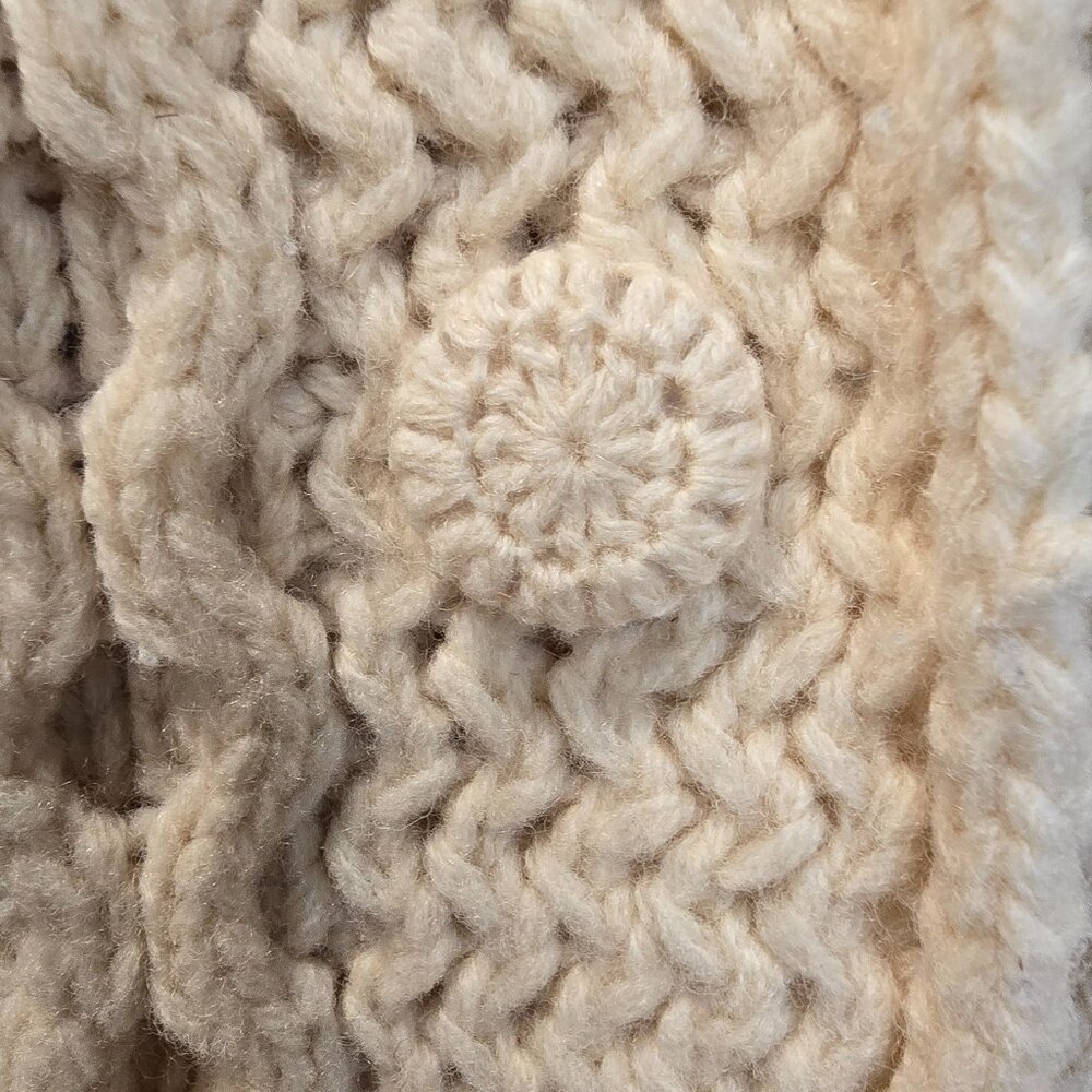 Garent Hill Ivory Cardigan 100% Wool Knited Size Medium - Picture 3 of 7